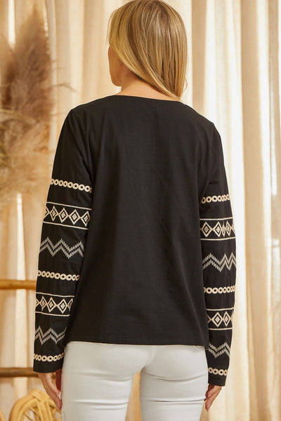 Zig Zag Embroidered Top