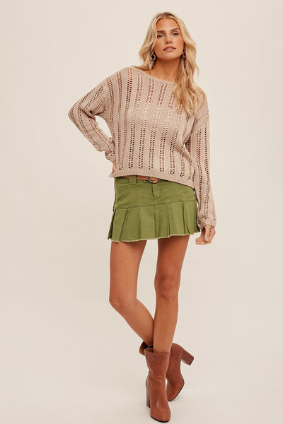 Taupe Open Knit Sweater