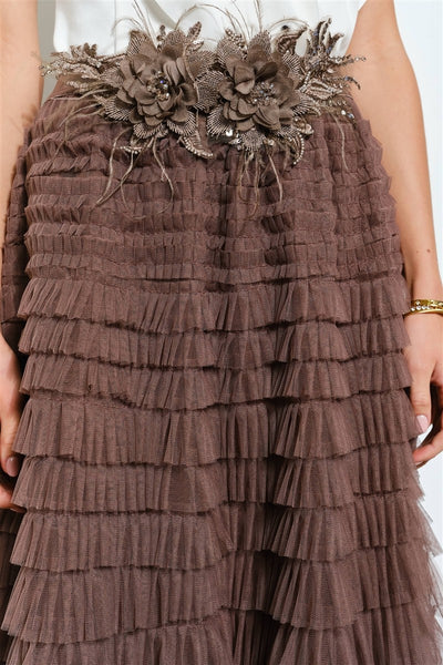 Chocolate Tiered Tulle Maxi Skirt