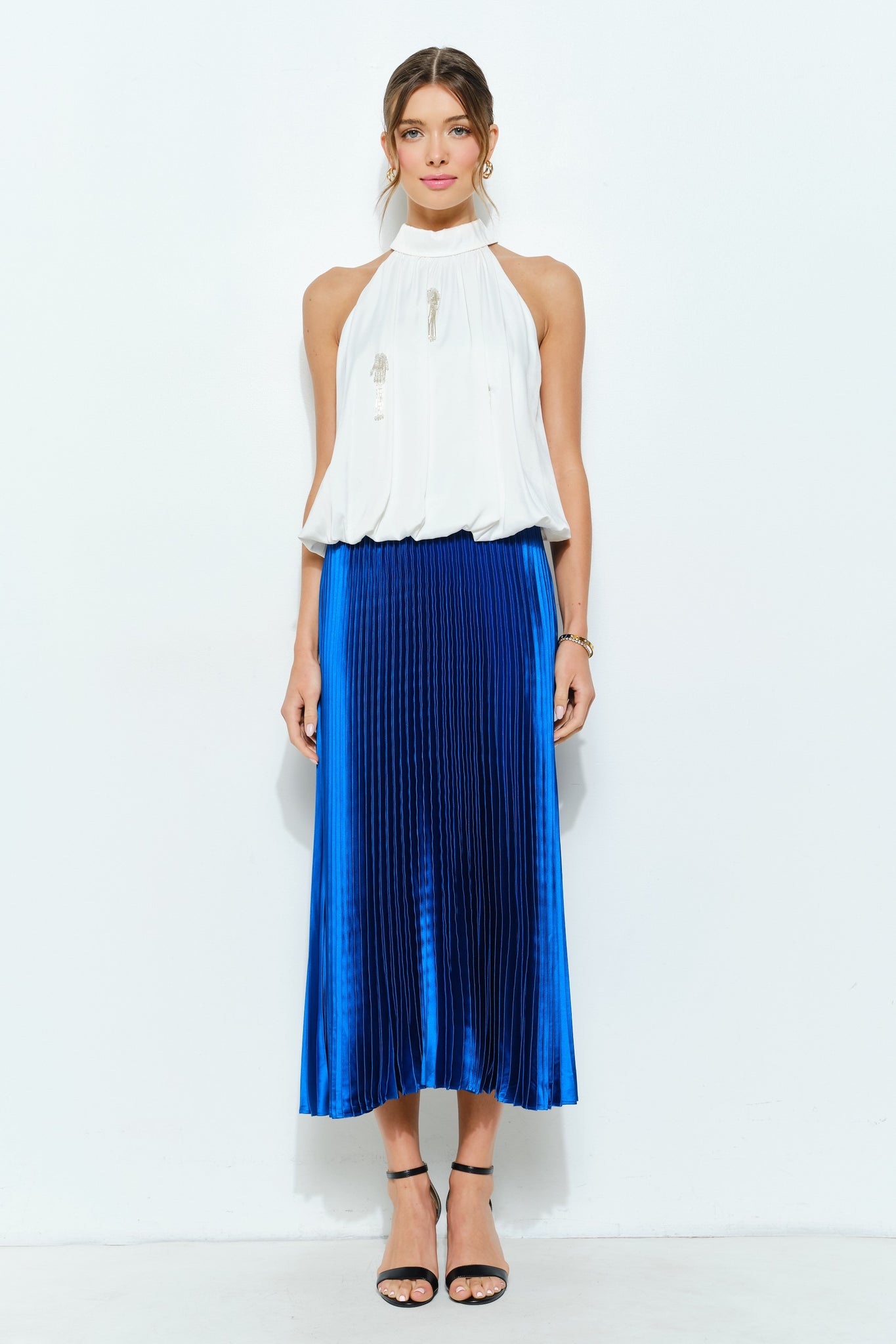 The Lucy Pleated Skirt (Blue)