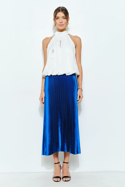 The Lucy Pleated Skirt (Blue)