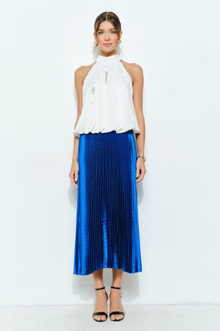 The Lucy Pleated Skirt (Blue)