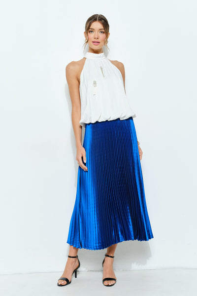 The Lucy Pleated Skirt (Blue)