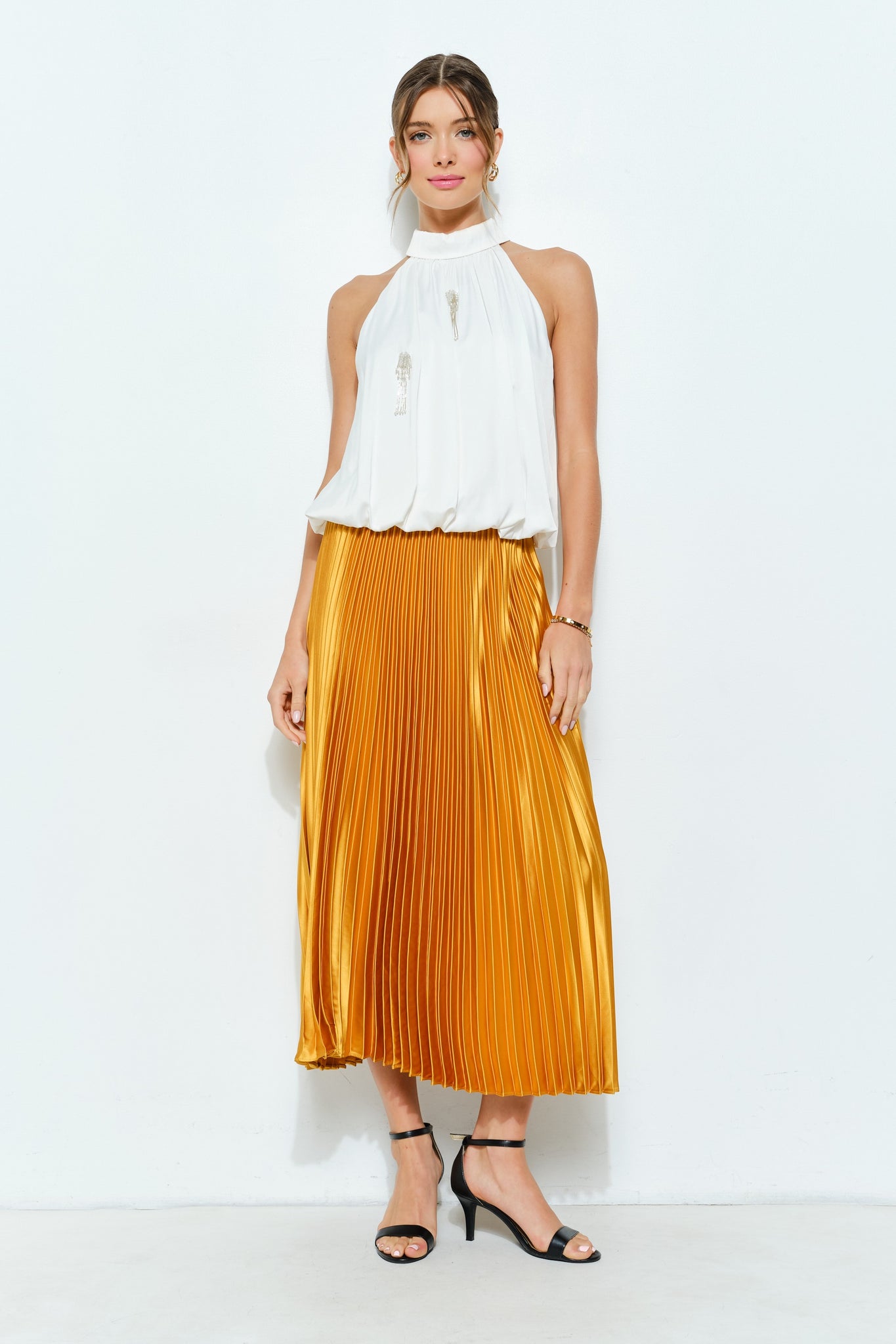 The Lucy Pleated Skirt (Gold)