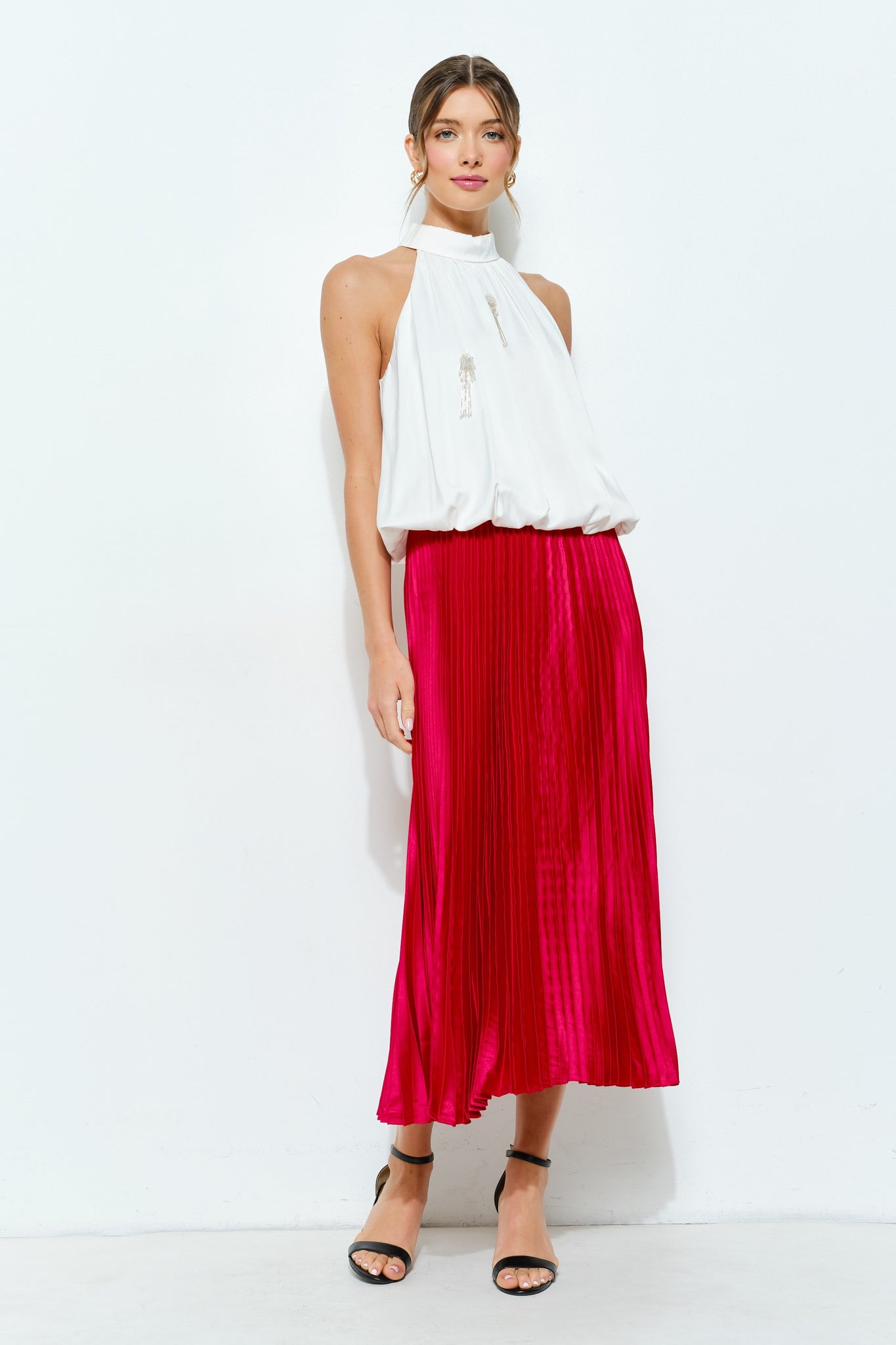 The Lucy Pleated Skirt (Red)