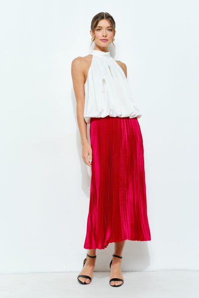 The Lucy Pleated Skirt (Red)