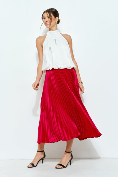 The Lucy Pleated Skirt (Red)
