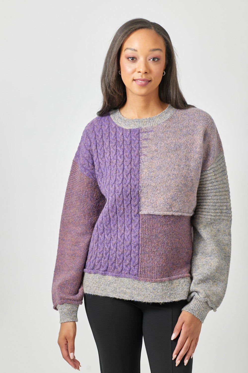 Purple Color Block Sweater