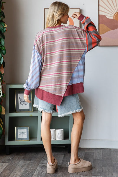 The Serenity Striped Oversized Top with Pockets