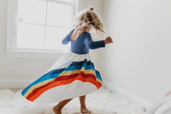 Long Sleeve Rainbow Dress 4T / Gray